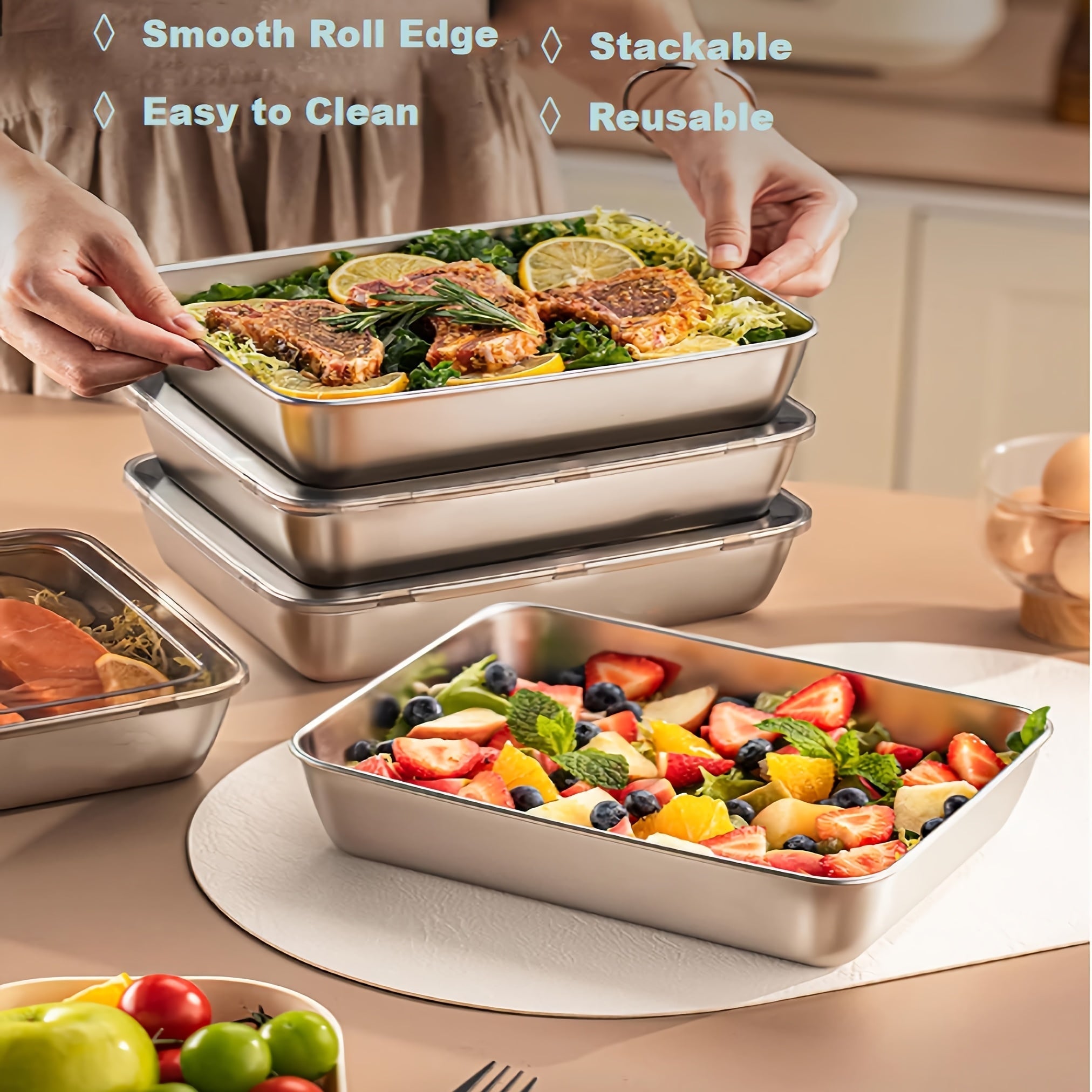 Eco-Storage | Stainless Steel Meal Prep Containers with Leakproof Design Stackable Food Storage for Organized Kitchen