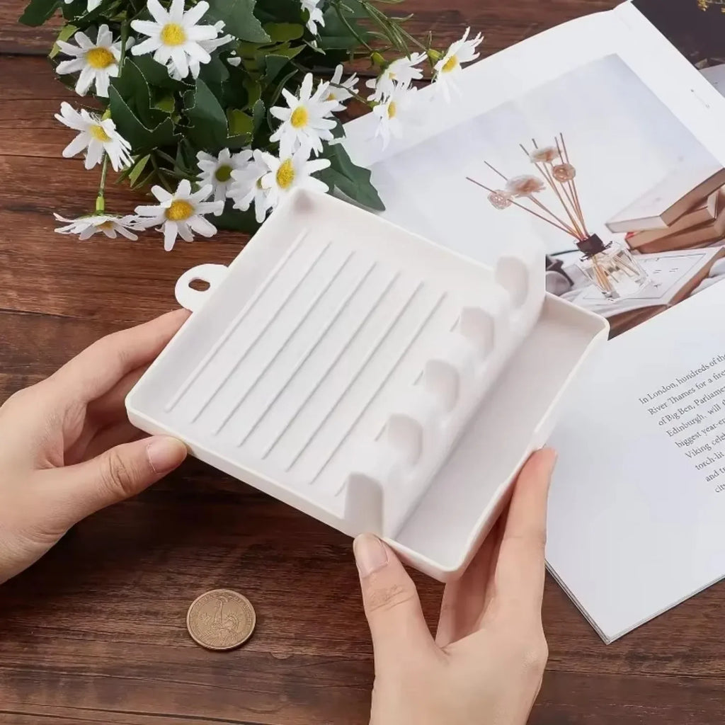 1Pc Paint Brush Rest Holder White Plastic 4 Slots Paintings Brushes Rests Drip Tray Pad