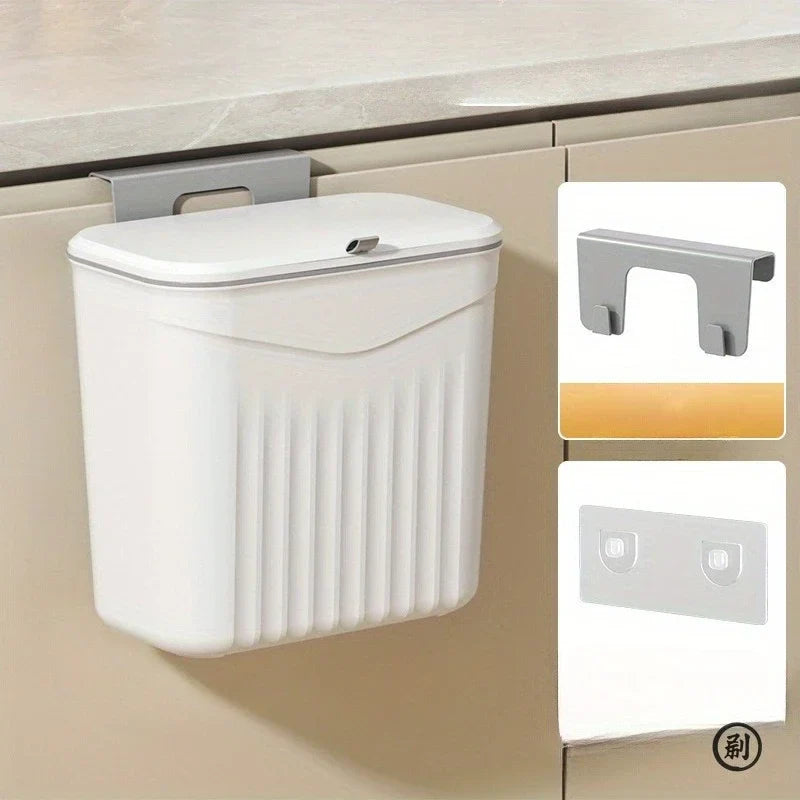 Wall-Mounted Space-Saving Waste Bin – Compact Bathroom & Kitchen Rubbish Bin with Lid