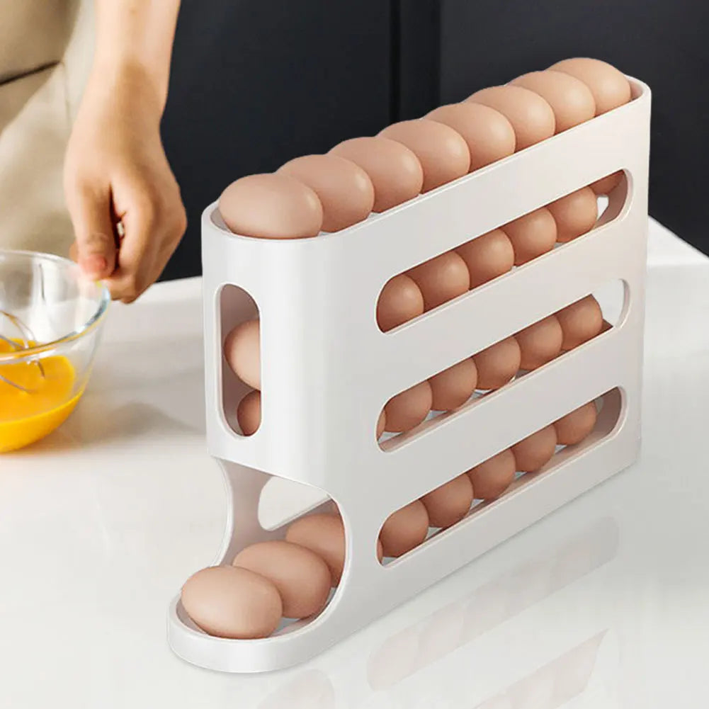 Smart Kitchen Egg Storage Box – Automatic Roll-Down Dispenser