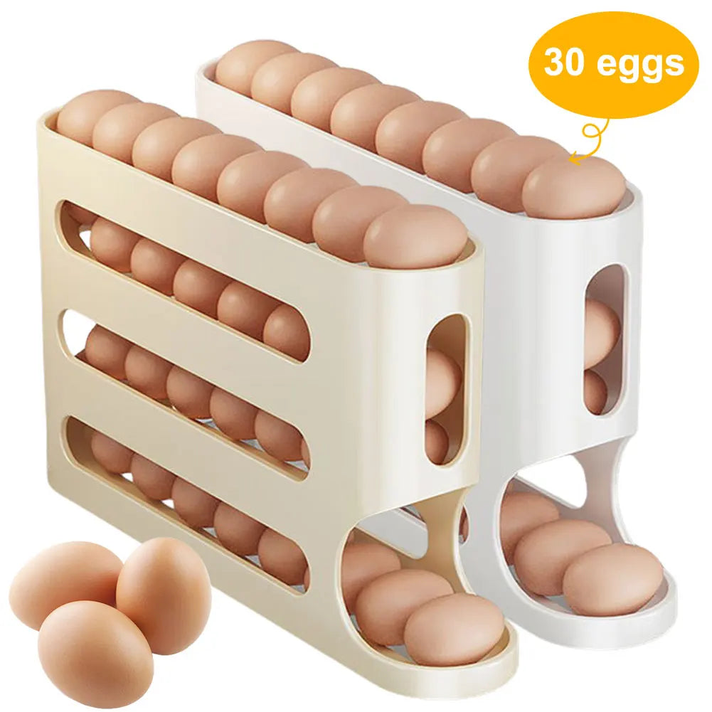 Smart Kitchen Egg Storage Box – Automatic Roll-Down Dispenser