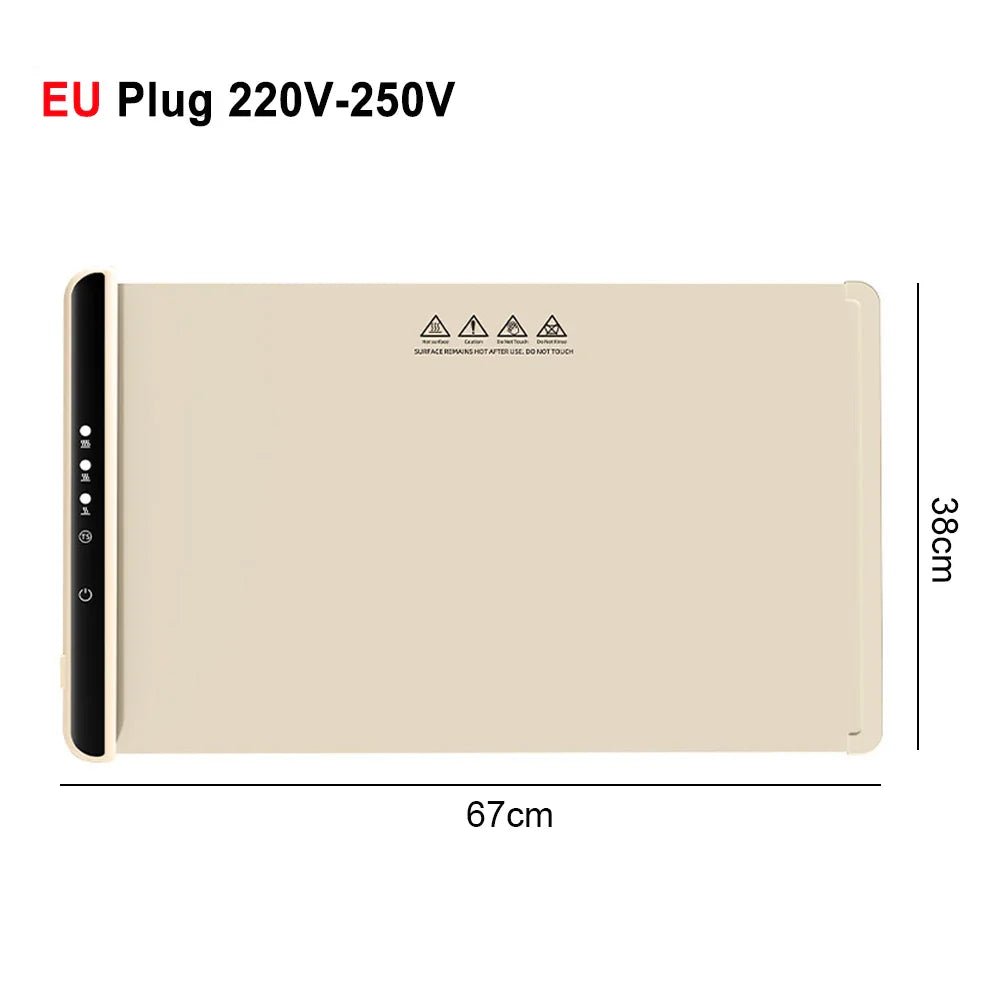 Electric Warming Tray Food Warmer Plate Foldable Portable Smart Food Fast Heating Mat Electric Warming Tray with 3 Tem Setting