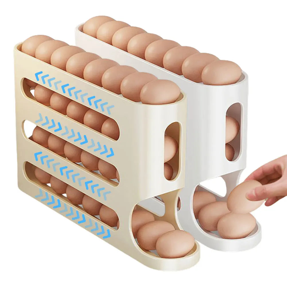 Smart Kitchen Egg Storage Box – Automatic Roll-Down Dispenser