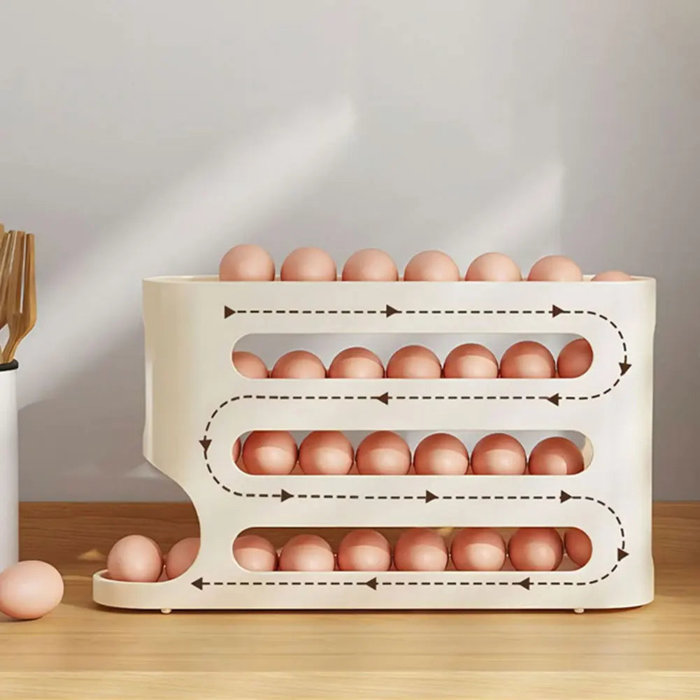 Smart Kitchen Egg Storage Box – Automatic Roll-Down Dispenser