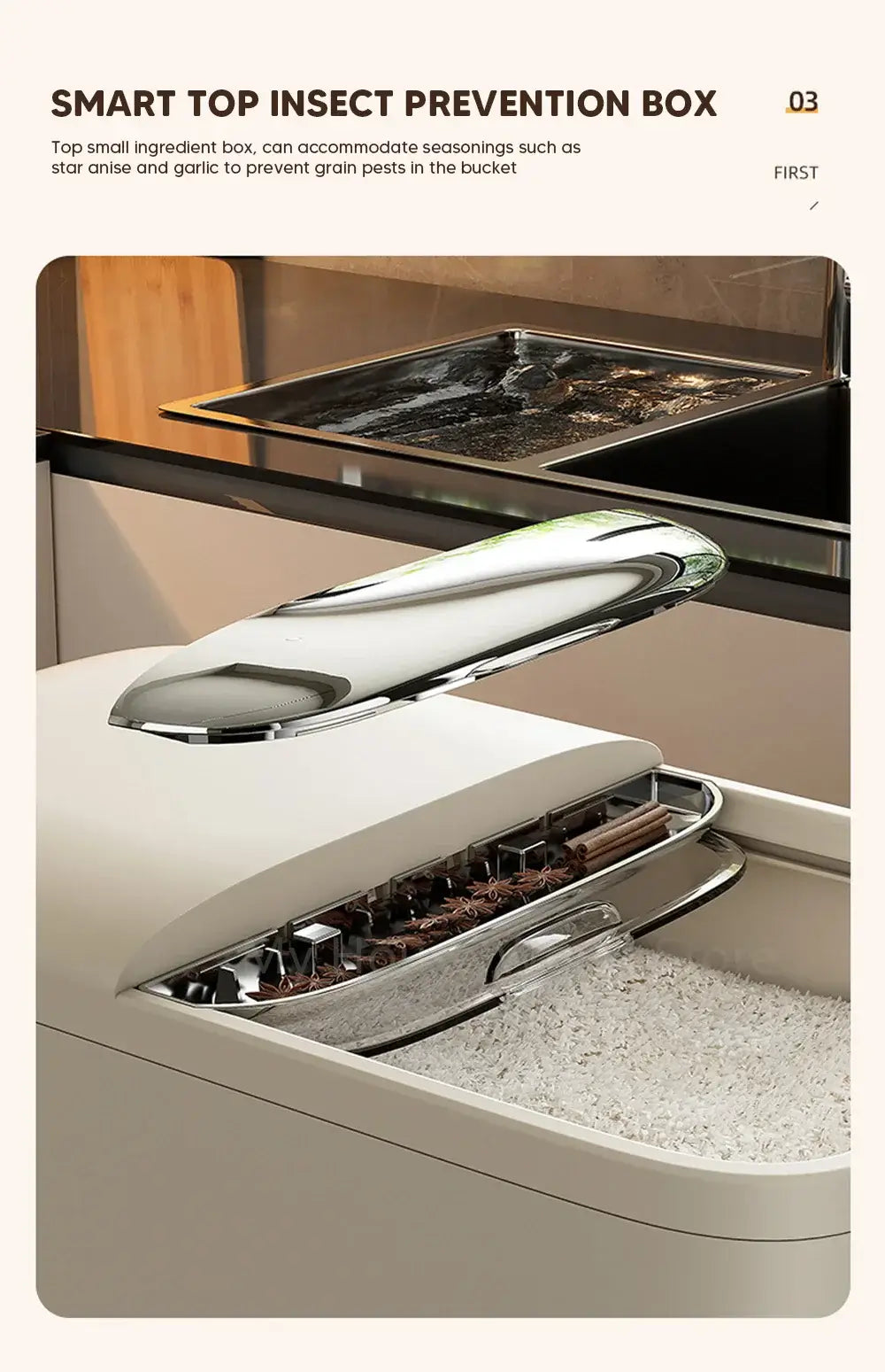 10KG Rice Storage Box Home with Lid Insect Proof