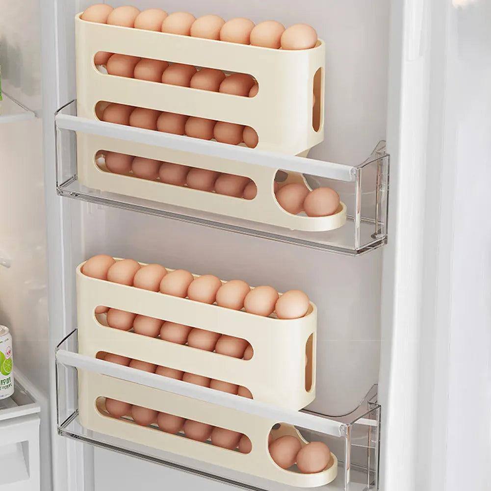 Smart Kitchen Egg Storage Box – Automatic Roll-Down Dispenser