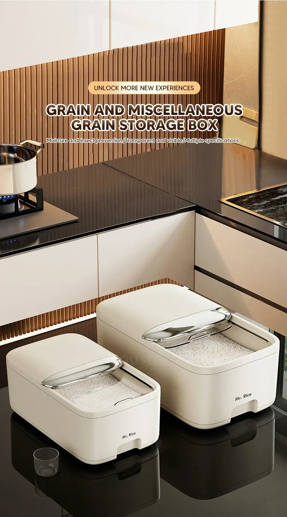 10KG Rice Storage Box Home with Lid Insect Proof