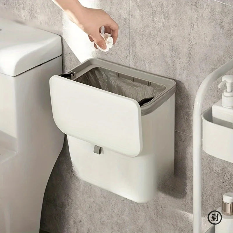 Wall-Mounted Space-Saving Waste Bin – Compact Bathroom & Kitchen Rubbish Bin with Lid