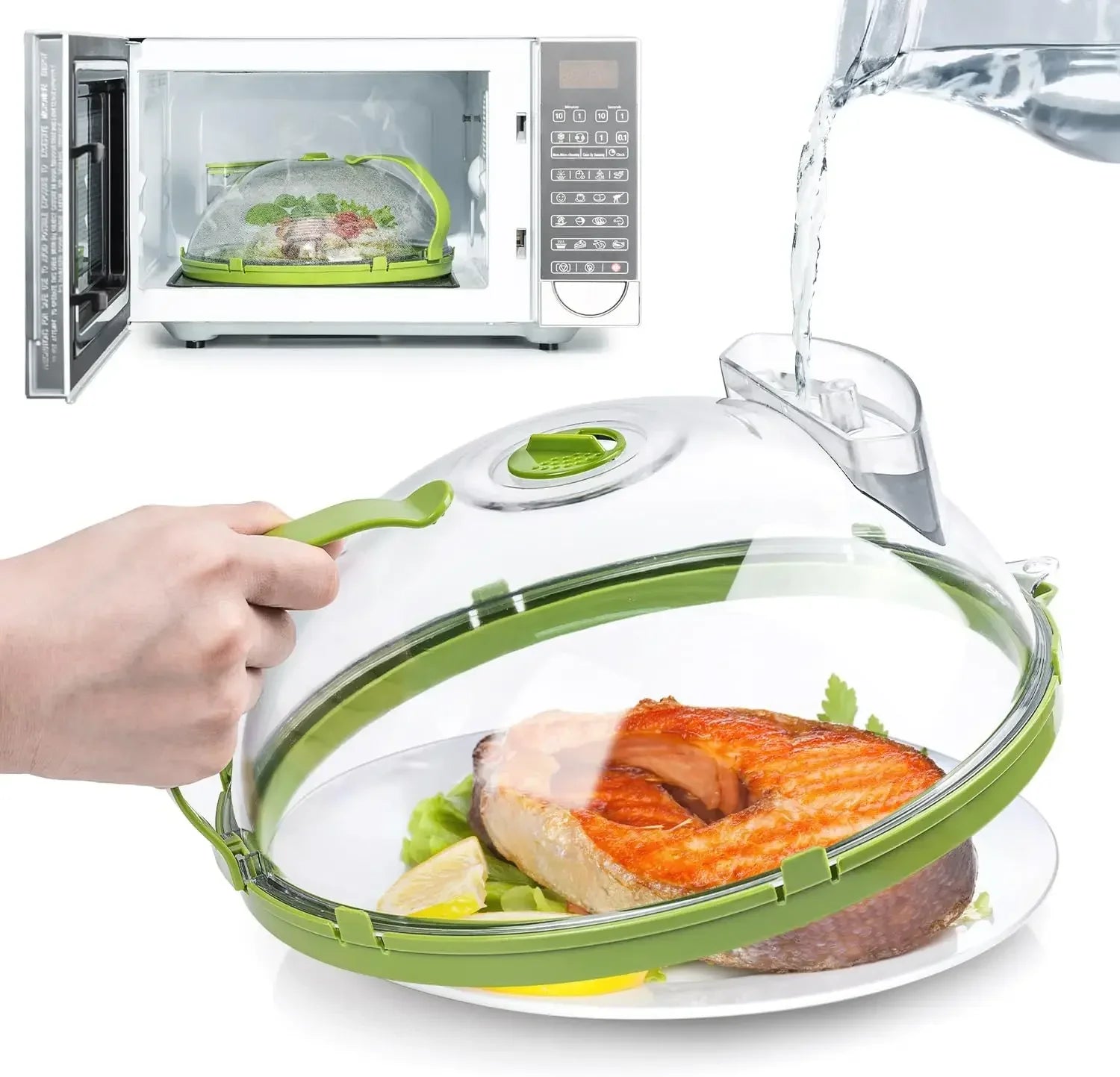 Microwave Food Cover Clear Microwave Splash Guard with Steamer and Handle