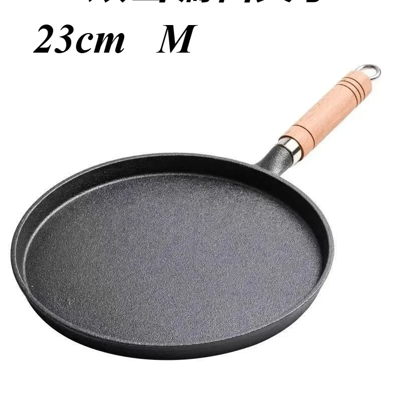 26cm Cast Iron Frying Pan Uncoated Non-stick Egg Pancake Pan Crepe Maker Steak Frying Pot Gas Induction Cooker Kitchen Cookware
