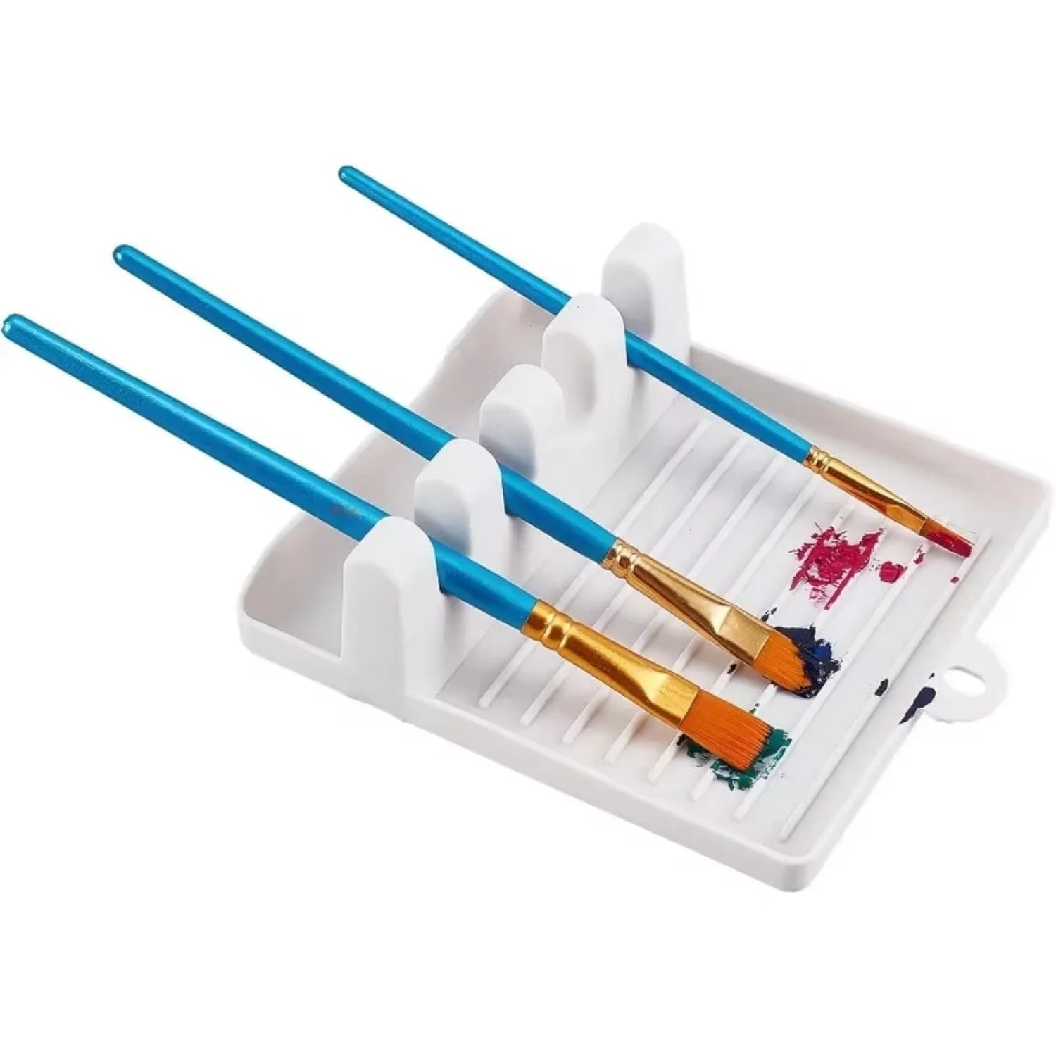 1Pc Paint Brush Rest Holder White Plastic 4 Slots Paintings Brushes Rests Drip Tray Pad