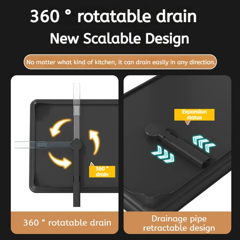 360 Degree Rotating Storage Rack, Double Layer Drying Rack With Drain