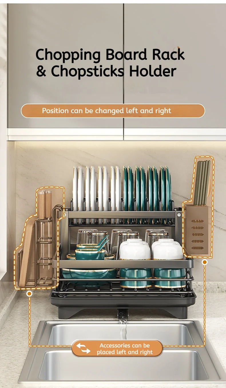 360 Degree Rotating Storage Rack, Double Layer Drying Rack With Drain