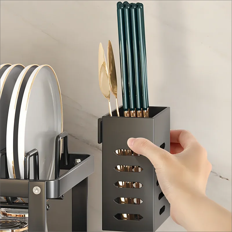 360 Degree Rotating Storage Rack, Double Layer Drying Rack With Drain