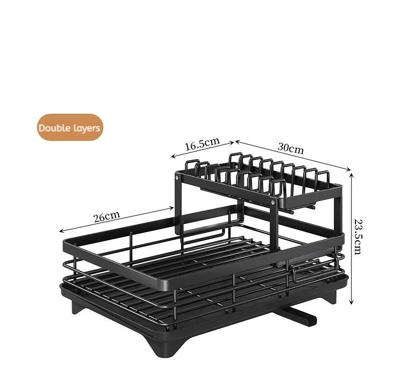 360 Degree Rotating Storage Rack, Double Layer Drying Rack With Drain