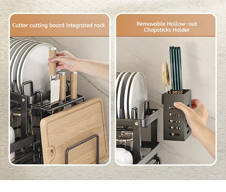 360 Degree Rotating Storage Rack, Double Layer Drying Rack With Drain