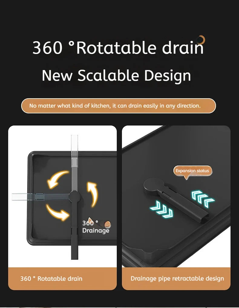 360 Degree Rotating Storage Rack, Double Layer Drying Rack With Drain