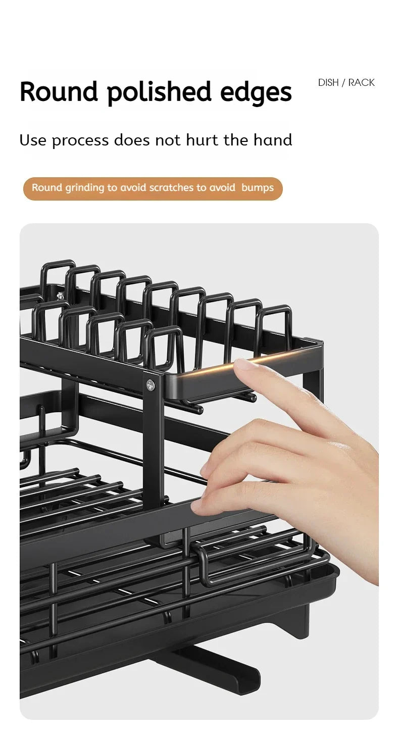 360 Degree Rotating Storage Rack, Double Layer Drying Rack With Drain