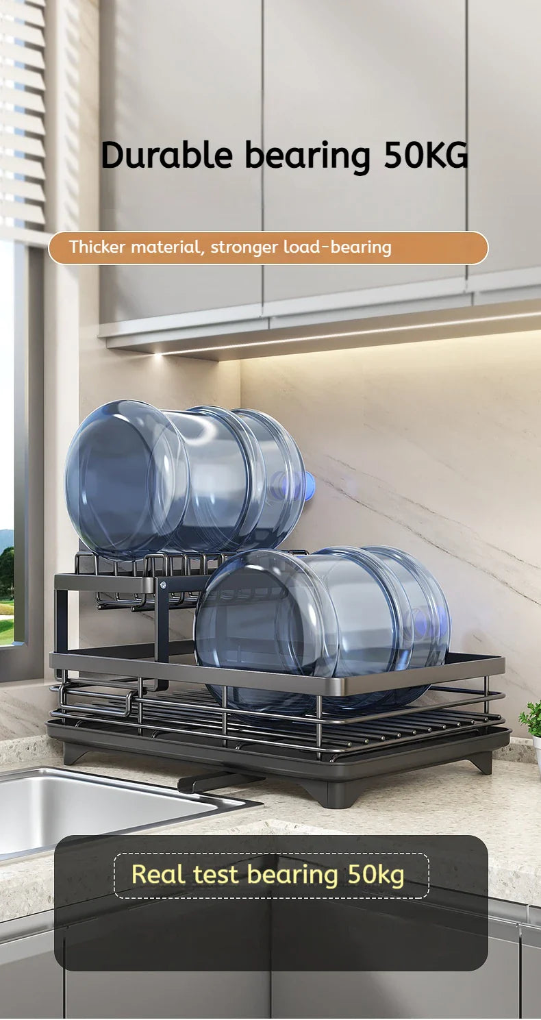 360 Degree Rotating Storage Rack, Double Layer Drying Rack With Drain